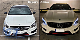 Предна Централна решетка , подходяща за Mercedes CLA C117 X117 W117 Facelift (2016-2018) CLA45 GT-R Panamericana Дизайн Full Черен-image-6042758