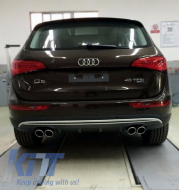 Дифузьор на спойлер на задната броня, двоен изход, подходящ за Audi Q5 8R Facelift (2013-2016) Стандартна Броня SE-image-6042992