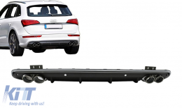 Дифузьор на спойлер на задната броня, двоен изход, подходящ за Audi Q5 8R Facelift (2013-2016) S-Line Броня-image-6099122