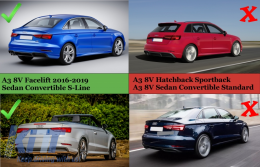 Дифузьор на Задна Броня , подходящ за Audi A3 8V Facelift (2016-2019) S-Line Броня Седан Кабриолет S3 Дизайн-image-6042448