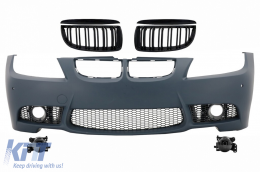 image-47-Решетки за Предна Броня , подходящи за BMW 3 серия E90 Седан E91 Touring (2004-2008) Non LCI M3 Дизайн с Фарове за мъгла дим