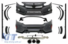 image-27-Комплект за тяло, подходящ за Honda Civic MK10 FC FK (2016-Up) Sedan Type R Дизайн с изпускателна система