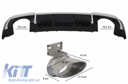 Дифузьор на Задна Броня с накрайници за ауспух, подходящ за Audi A3 8V Sline Facelift (2016-2019) Хечбек Sportback RS3 Дизайн Спорт Броня-image-6044258