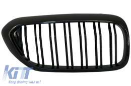 Централни решетки , подходящи за BMW 5 Series G30 G31 Sedan Touring (2017-up) М дизайн с двойна лента Piano Black-image-6043598