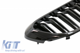 Централни решетки , подходящи за BMW 5 Series G30 G31 Sedan Touring (2017-up) М дизайн с двойна лента Piano Black-image-6043601