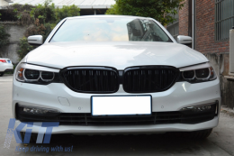 Централни решетки , подходящи за BMW 5 Series G30 G31 Sedan Touring (2017-up) М дизайн с двойна лента Piano Black-image-6043603