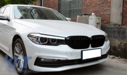 Централни решетки , подходящи за BMW 5 Series G30 G31 Sedan Touring (2017-up) М дизайн с двойна лента Piano Black-image-6043606