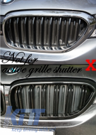 Централни решетки , подходящи за BMW 5 Series G30 G31 Sedan Touring (2017-up) М дизайн с двойна лента Piano Black-image-6065060