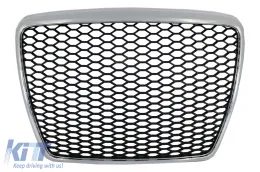 image-31-Badgeless Front Grille Suitable for Audi A6 4F2 4F C6 (2004-2011) RS Design Chrome Black