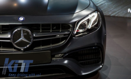 Предна Броня подходяща за Mercedes E-Class W213 S213 C238 A238 (2016-2019) E63 Дизайн Черен Edition-image-6043099