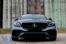 Предна Броня подходяща за Mercedes E-Class W213 S213 C238 A238 (2016-2019) E63 Дизайн Черен Edition-image-6073542