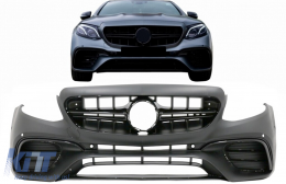 Предна Броня подходяща за Mercedes E-Class W213 S213 C238 A238 (2016-2019) E63 Дизайн Черен Edition-image-6075014