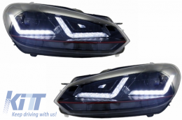Предна Броня, подходяща за VW Golf VI 6 (2008-2013) TFSI Look с Фарове Osram Ксенон Upgrade Red TFSI LED Динамичен Sequential Въртящи се светлини-image-6042262