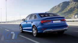 Дифузьор на Задна Броня с Накрайници за ауспух, подходящи за Audi A3 8V Facelift (2016-2019) S-Line Броня Седан Кабриолет S3 Дизайн-image-6042586