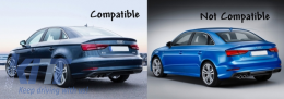 Дифузор на Задна Броня с Накрайници за ауспух, подходящ за Audi A3 8V Facelift Sedan Convertible (2016-2019) Стандартна Броня SE S3 Дизайн-image-6042603