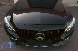 Предна Решетка подходяща за MERCEDES C-Class W205 S205 C205 S205 (2014-2018) GT-R Panamericana Дизайн Черен с/без 360 камера-image-6092265