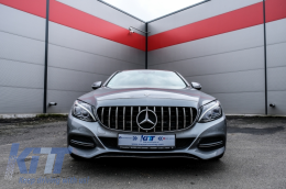 Предна Решетка подходяща за Mercedes C-Class W205 S205 C205 (2014-2018) GT-R Panamericana Дизайн Черен Хром С/Без 360 Камера-image-6042640
