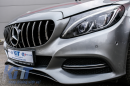 Предна Решетка подходяща за Mercedes C-Class W205 S205 C205 (2014-2018) GT-R Panamericana Дизайн Черен Хром С/Без 360 Камера-image-6062462