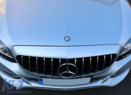 Предна Решетка подходяща за Mercedes C-Class W205 S205 C205 (2014-2018) GT-R Panamericana Дизайн Черен Хром С/Без 360 Камера-image-6076844