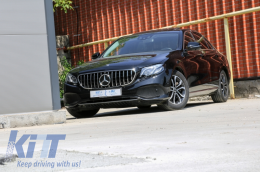 Централна решетка подходяща за Mercedes E-Class W213 S213 C238 A238 (2016-2019) GT-R Panamericana Дизайн Черен Хром-image-6064074