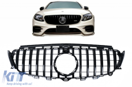 Централна решетка подходяща за Mercedes E-Class W213 S213 C238 A238 (2016-2019) GT-R Panamericana Дизайн Черен-image-6099970