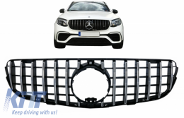Предна Централна решетка подходяща за Mercedes GLC X253 C253 (2015-2018) TFSI R Panamericana Look Хром-image-6042960