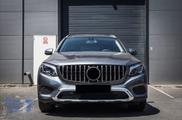 Предна Централна решетка подходяща за Mercedes GLC X253 C253 (2015-2018) TFSI R Panamericana Look Хром-image-6094097