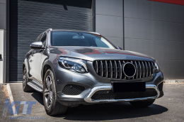 Предна Централна решетка подходяща за Mercedes GLC X253 C253 (2015-2018) TFSI R Panamericana Look Хром-image-6094098
