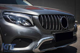 Предна Централна решетка подходяща за Mercedes GLC X253 C253 (2015-2018) TFSI R Panamericana Look Хром-image-6094099