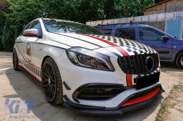 Централна решетка подходяща за Mercedes A-Class W176 Facelift (09.2015-2018) A45 GT-R Panamericana Дизайн All Черен-image-6094718