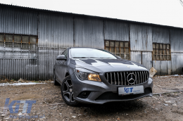 Предна Централна решетка , подходяща за Mercedes CLA C117 X117 W117 (2013-2018) CLA45 GT-R Panamericana Дизайн Черен Хром-image-6075234