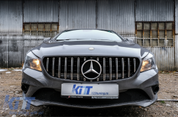 Предна Централна решетка , подходяща за Mercedes CLA C117 X117 W117 (2013-2018) CLA45 GT-R Panamericana Дизайн Черен Хром-image-6075236