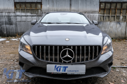 Предна Централна решетка , подходяща за Mercedes CLA C117 X117 W117 (2013-2018) CLA45 GT-R Panamericana Дизайн Черен Хром-image-6075237