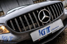 Предна Централна решетка , подходяща за Mercedes CLA C117 X117 W117 (2013-2018) CLA45 GT-R Panamericana Дизайн Черен Хром-image-6075239