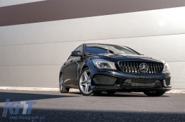 Предна Централна решетка , подходяща за Mercedes CLA C117 X117 W117 (2013-2018) CLA45 GT-R Panamericana Дизайн All Черен-image-6075092