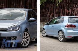 Фарове Хром и Задни светлини Черешово черно Full LED подходящи за VW Golf 6 VI (2008-2013) R20 U Дизайн Динамичен Sequential Turning Light LHD-image-6043682