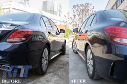 Капаци на Задна Броня, странични перки Flics, подходящи за Mercedes C Class W205 (2014-2020) Piano Black-image-6044303