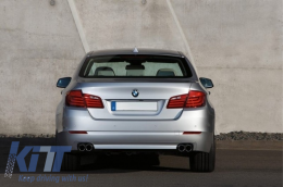 Въздушен дифузьор с двоен изход, подходящ за BMW F10 F11 Sedan Touring 5 Series (2011-2017) 550i Дизайн с Квадрат Накрайници за ауспух-image-6044361