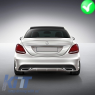 Дефузьор за задна броня , подходящ за Mercedes C-Class W205 S205 (2014-2020) C63 Дизайн с Накрайници за ауспух Само за Спортен пакет-image-6044625