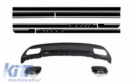 image-9-Задна дифузьор и накрайници на ауспуха Пакет Черен за Mercedes A-Class W176 (2012-нагоре) със Странични стикери Винил Матово черно