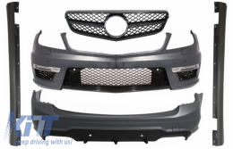 image-63-Комплект за каросерия, подходящ за MERCEDES C-Class W204 Facelift C63 T-Modell S204 Комби Estate с Предна Решетка с единична рамка Спорт Piano Black