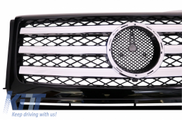 Пълен комплект за преобразуване на каросерията, подходящ за MERCEDES G-Class W463 (1989-2017) G63 G65 с Предна Решетка Piano Black / Хром Stripes Дизайн-image-6047110
