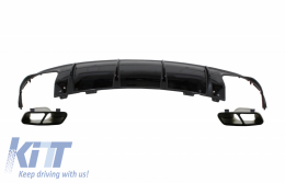 image-64-Въздушен дифузьор на Задна Броня с Накрайници за ауспух, подходящи за Mercedes CLA W117 X117 Shooting Brake (2013-2018) Facelift CLA45 Look Черен