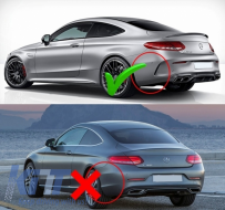 Дифузьор на Задна Броня с Накрайници за ауспух, подходящи за Mercedes C-Class C205 A205 Купе Cabriolet (2014-2019) C63 Edition 1 Дизайн Черен-image-6047288