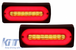 Антикрило на Задна Броня , подходящ за MERCEDES Benz G-class W463 (1989-2015) с Full LED Задни светлини светлини Светлинна лента ЧЕРВЕНИ Динамичен последователни Въртящи се светлини и фар за мъгла Чер-image-6047595