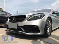 Предна Броня с разширение за устни, подходяща за Mercedes C-Class W205 S205 C205 A205 (2014-2020) Лимузина T-Model Купе Cabriolet C63 Дизайн-image-6048884