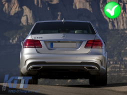 Задна дифузьор с Накрайници за ауспух Черен подходящ за MERCEDES E-Class W212 S212 Facelift (2013-2016) само Спорт пакет Броня-image-6049357