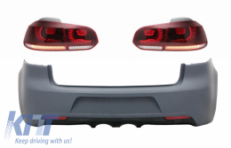 image-5-Задна Броня със Задни светлини Full LED подходяща за VW Golf VI (2008-2013) R20 Дизайн Черешово черно (LHD и RHD)
