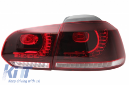 Задна Броня със Задни светлини Full LED подходяща за VW Golf VI (2008-2013) R20 Дизайн Черешово черно (LHD и RHD)-image-6050992