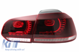 Задна Броня с изпускателна система, подходяща за VW Golf VI (2008-2013) R20 Дизайн Задни светлини Full LED Черешово черно (LHD и RHD) и Прагове-image-6051035